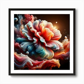 Abstract Flower Art: Contemporary Floral Wall Decor with Colorful Blooms Art Print