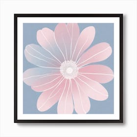 A White And Pink Flower In Minimalist Style Square Composition 587 Art Print