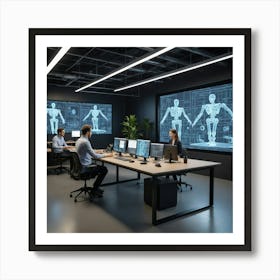 Group Of People Working In An Office Art Print