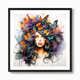 Maraclemente Abstract Black Won An With Colorful Hair Flowers A 5357c089 E22b 4f59 9b45 06d14f68a58d Art Print