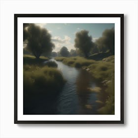 Stream In The Grass 2 Art Print