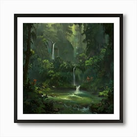 Waterfall In The Jungle 60 Art Print