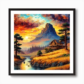 Mountain Cabin Art Print