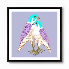 Falcons In Love Square Art Print