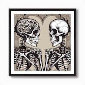 Skeletons In Love Art Print