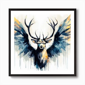 Aquarell Hirsch 3 Art Print