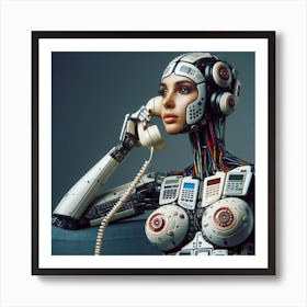 Robot Woman Talking On The Phone 1 Art Print