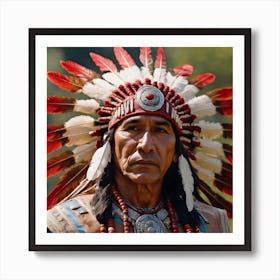 Red Indian Chief 1 Art Print