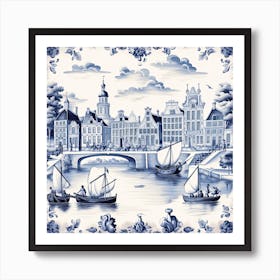 London England Delft Tile Illustration 3 Art Print