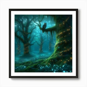 Owl In The Forest Art Print