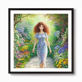 Girl In A Garden 19 Art Print