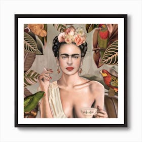 Frida Con Amigos Bohemian Art Print