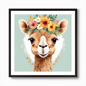 Floral Baby Camel Nursery Illustration (30) Art Print