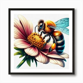 Bee On A Flower Art Print