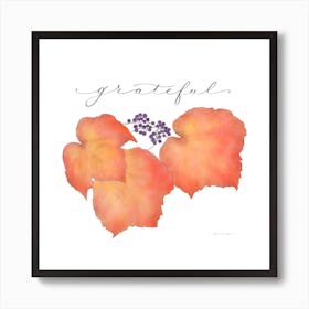 Grateful Autumn Leaves with White Background Art Print