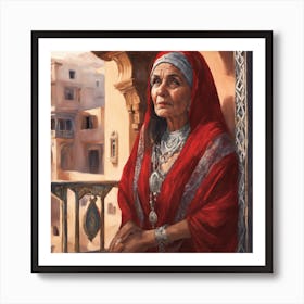 Woman In Red Caftan Art Print