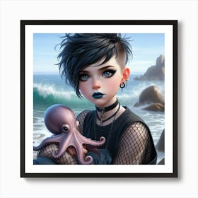 Octopus Girl 1 Art Print