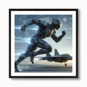 Futuristic Robot Running 9 Art Print