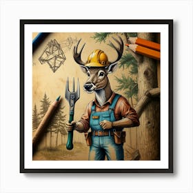 Deer In The Woods 33 Art Print