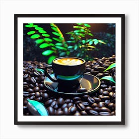 Coffee Cup On Coffee Beans 4 Art Print