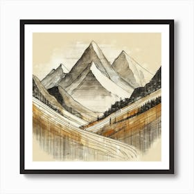 Firefly An Illustration Of A Beautiful Majestic Cinematic Tranquil Mountain Landscape In Neutral Col 2023 11 23t001154 Art Print