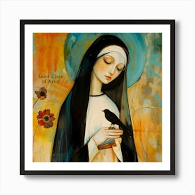 St Claire Of Assisi Franciscan Christian Catholic Saint Art Print