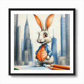 Rabbit In A Tie 3 Art Print