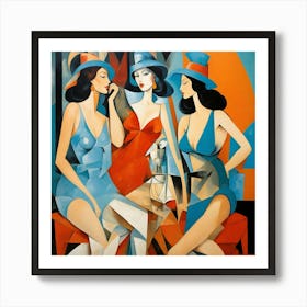 Three Ladies In Hats Art Print