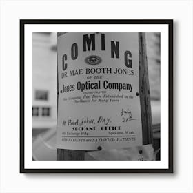 John Day, Oregon,Sign Of Traveling Optometrist By Russell Lee Art Print