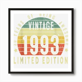 Vintage 1993 Limited Edition 30th Birthday 30 Year Old Gifts Art Print