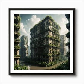 Dystopian City With Overgrown Skyscrapers Art Print