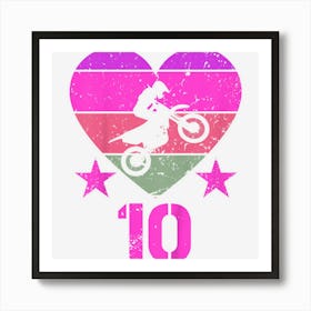 Kids Motocross Birthday 10 Year Old Boy Motocross 10th Birthday Art Print