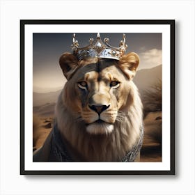 Lion In The Desert Art Print