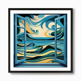 Open Window View Of The Ocean Abstract Matisse Art Print