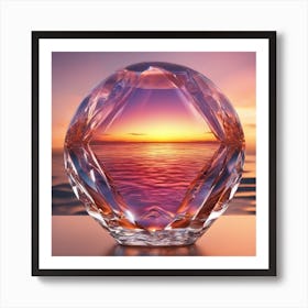 Vivid Colorful Sunset Viewed Through Beautiful Crystal Glass Mirrow, Close Up, Award Winning Photo (2) Art Print