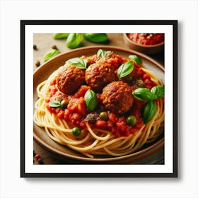 Meatballs On Spaghetti Art Print