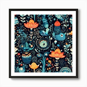 Playful And Whimsical A Pattern Featuring Whimsical Creatures Playful Patterns And A Touch Of Mag 83495671 Art Print