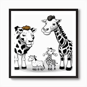 Giraffe Family Art Print