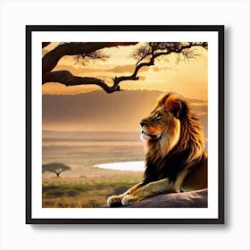 Lion At Sunset 11 Art Print