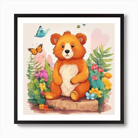 Teddy Bear In The Garden Art Print