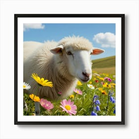 Sheep In A Meadow Art Print