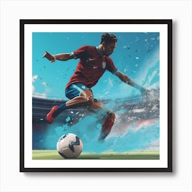 Soccer Player Kicking A Ball Art Print