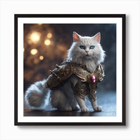 Cat In Armor Art Print