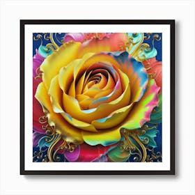 Abstract painting of a magical organic rose 12 Art Print