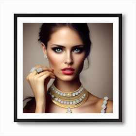 Beautiful Woman In Gold Jewelry Art Print