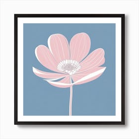 A White And Pink Flower In Minimalist Style Square Composition 112 Art Print