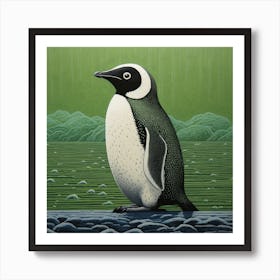 Ohara Koson Inspired Bird Painting Penguin 2 Square Art Print