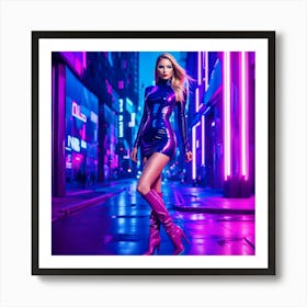 Girl In A Neon Dress Art Print