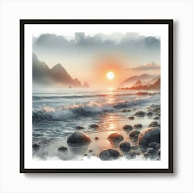 Sunset At The Beach 2 Art Print