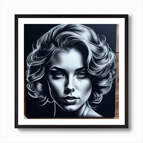 Black And White Portrait Of A Woman 6 Art Print
